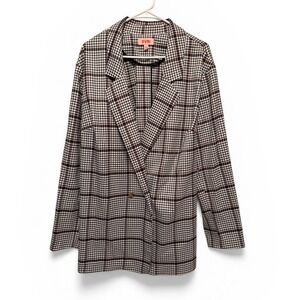 ERVI Women's 2X White Blazer Grid Plaid Career Business Professional Oversized